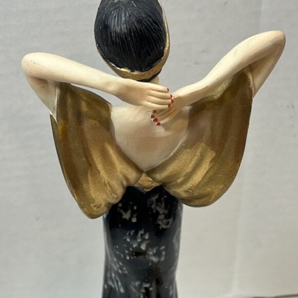 VTG Hand Painted Burlesque Dancer Roaring 20's Style Statue Figurine 11" Tall - Picture 6 of 16